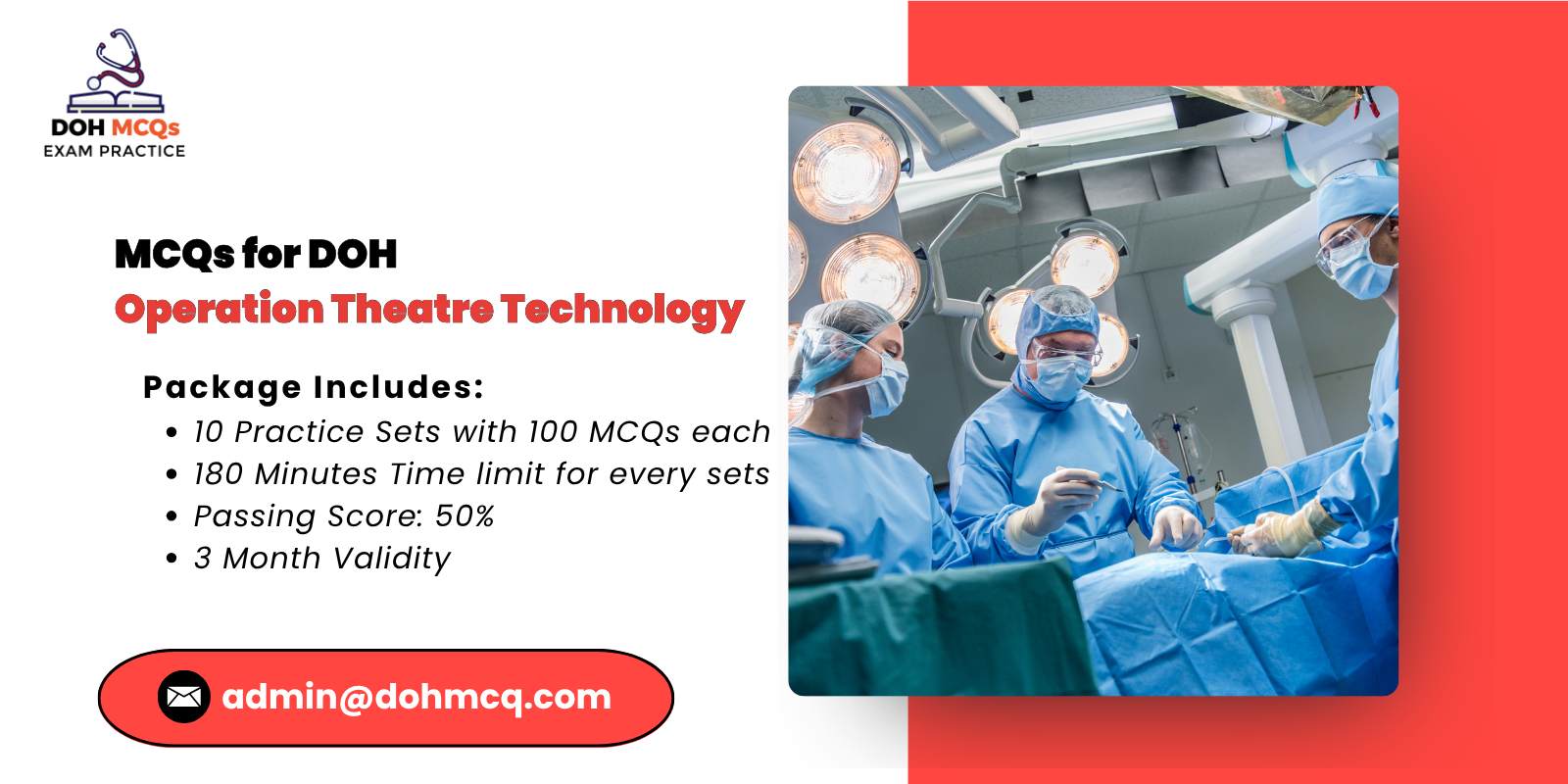 MCQs for DOH operation theatre technology