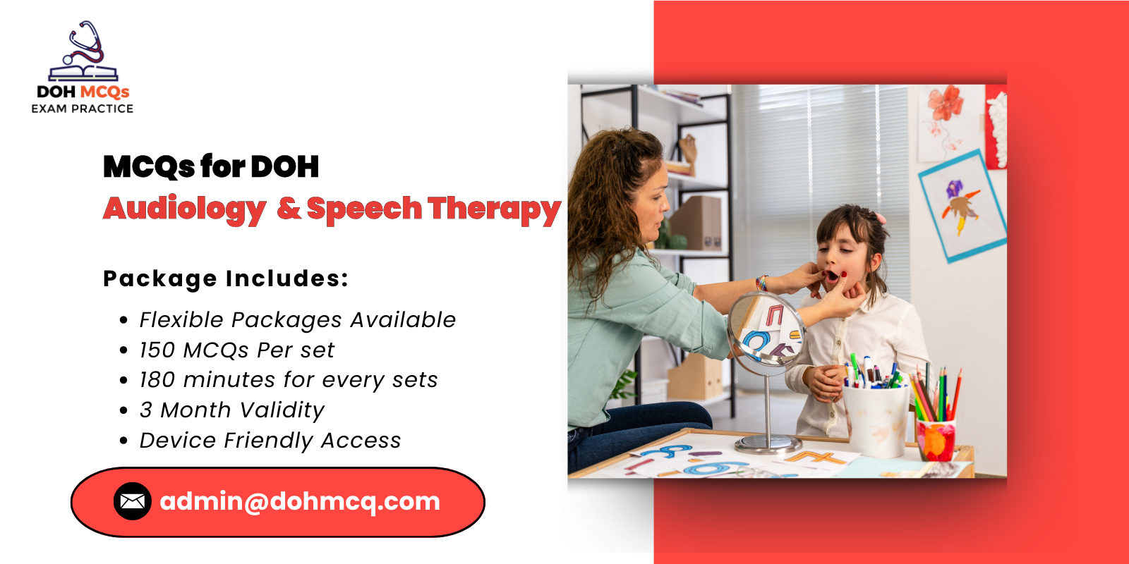 MCQs for DOH Audiology Speech Therapy